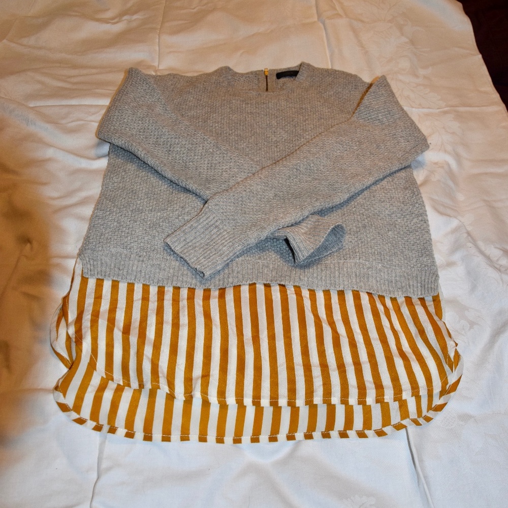 J. Crew Wool Sweater with Attached Silk Shirttail